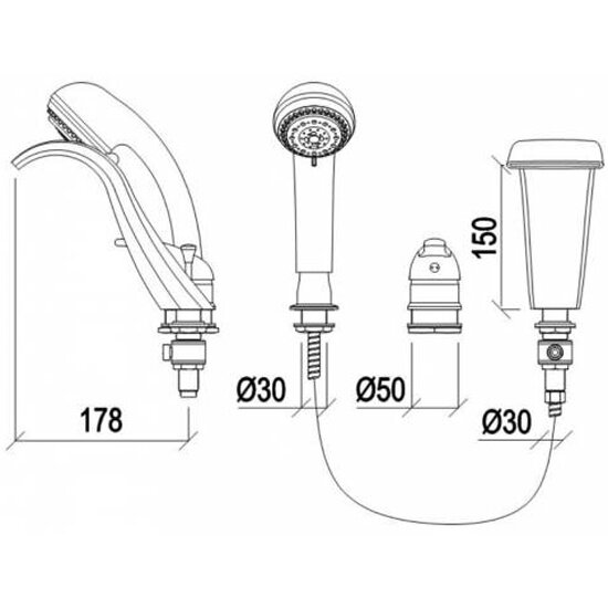 Смеситель для ванны 1Marka Cobra SM-CB3 - фото №4