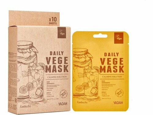 Набор успокаивающих тканевых масок для лица Yadah DAILY VEGE MASK Kombucha