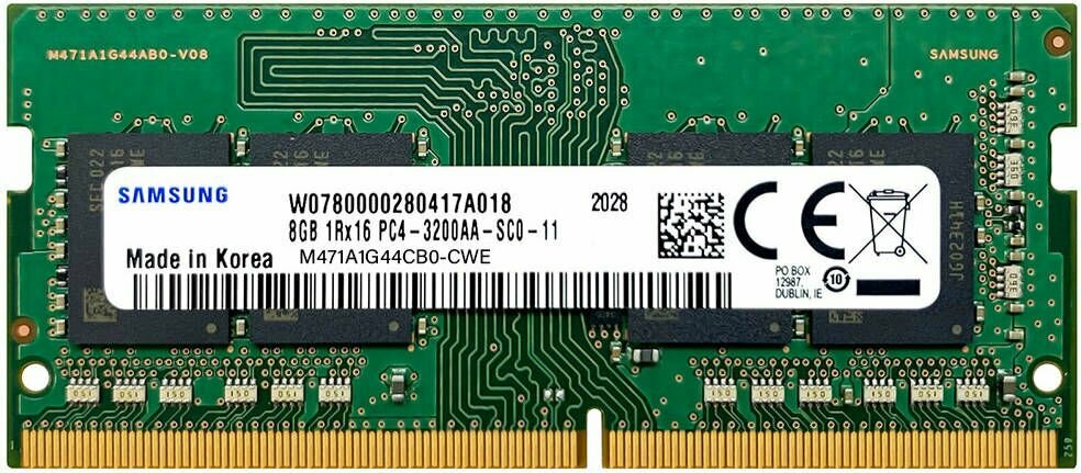 Оперативная память SAMSUNG M471 SODIMM DDR4 8GB 3200 MHz (M471A1G44CB0-CWE)