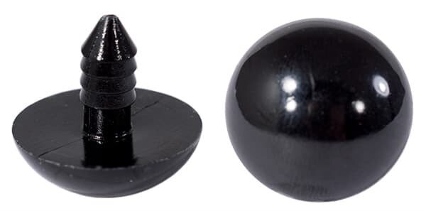 Глазки для игрушек винтовые круглые с фиксатором-заглушкой 18 мм (черный) "12" / 20 шт