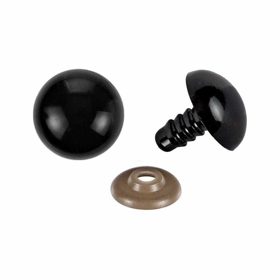 Глазки для игрушек винтовые круглые с фиксатором-заглушкой 16 мм (черный) "10" / 20 шт