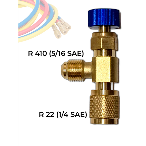Адаптер переходник наконечник (кран) для заправки кондиционеров c R410 (5/16) на R22 (1/4) латунный вентиль адаптер value cv 02 штуцер 1 4 х гайка 5 16 sae 45 градусов r22 x r410