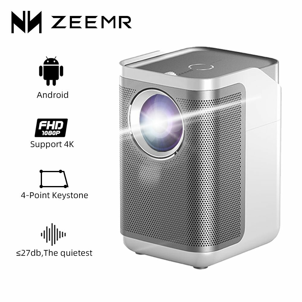 Проектор ZEEMR D1 Pro Android - оригинальный поддерживает Full HD 4K и 1080P. Мини-проектор для домашнего использования портативный с Wi-Fi Bluetooth и встроенным динамиком.