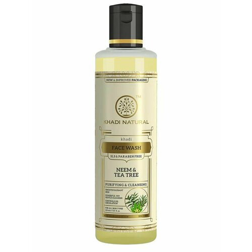 NEEM & TEATREE Face Wash, SLS PARABEN FREE, Khadi Natural (Гель для умывания НИМ И чайное дерево, Анти акне, без СЛС И парабенов, Кхади Нэчрл), 210 мл.