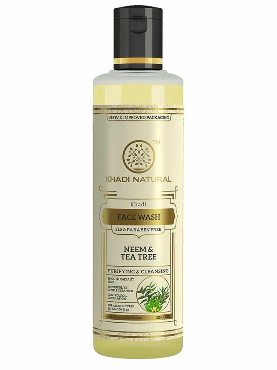 NEEM & TEATREE Face Wash, SLS PARABEN FREE, Khadi Natural (Гель для умывания НИМ И чайное дерево, Анти акне, без СЛС И парабенов, Кхади Нэчрл), 210 мл.