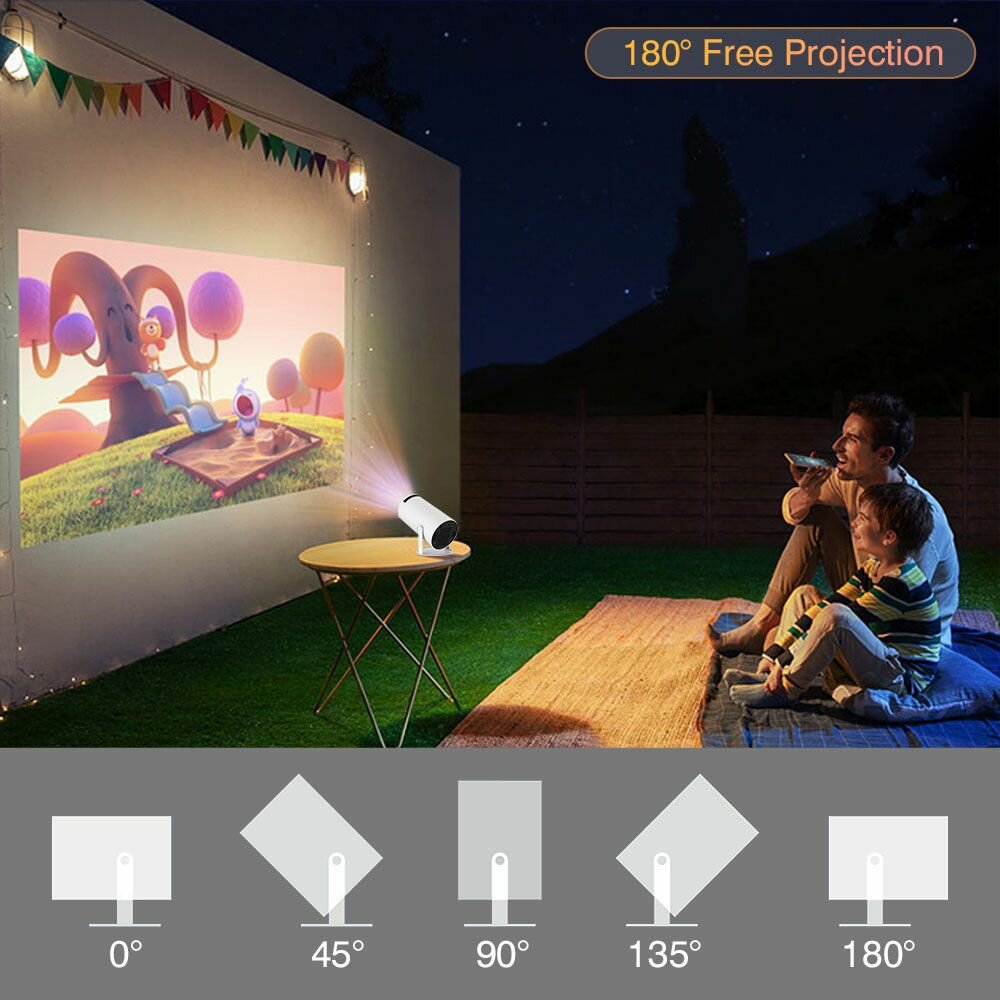 Портативный смарт-проектор HY300 Android Wifi 1280 720P Full HD для офиса и домашнего кинотеатра