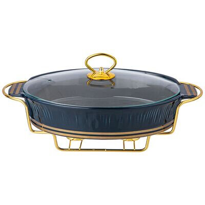 Мармит Lefard "herbal" со стеклянной крышкой 33 см, 1600 мл на металл. подставке