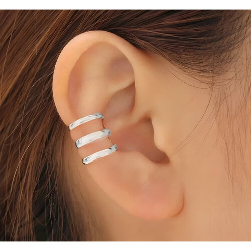 Серьги каффы Sagem, серебристый