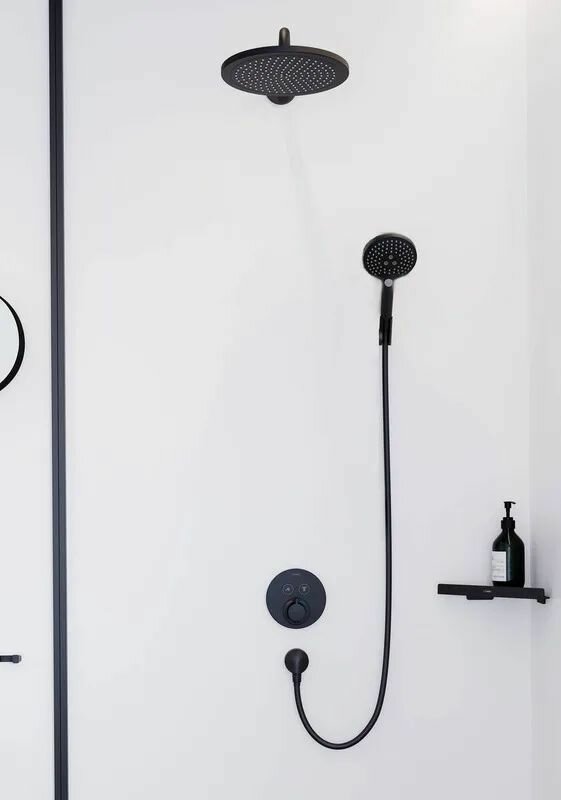 Душевая система скрытого монтажа Hansgrohe Raindance S 240 1 jet PowderRain с ShowerSelect S, черная матовая