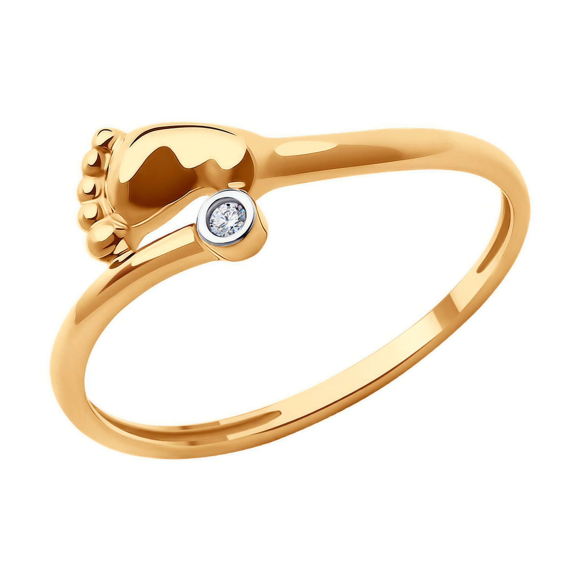 Кольцо Diamant online, красное золото, 585 проба, фианит