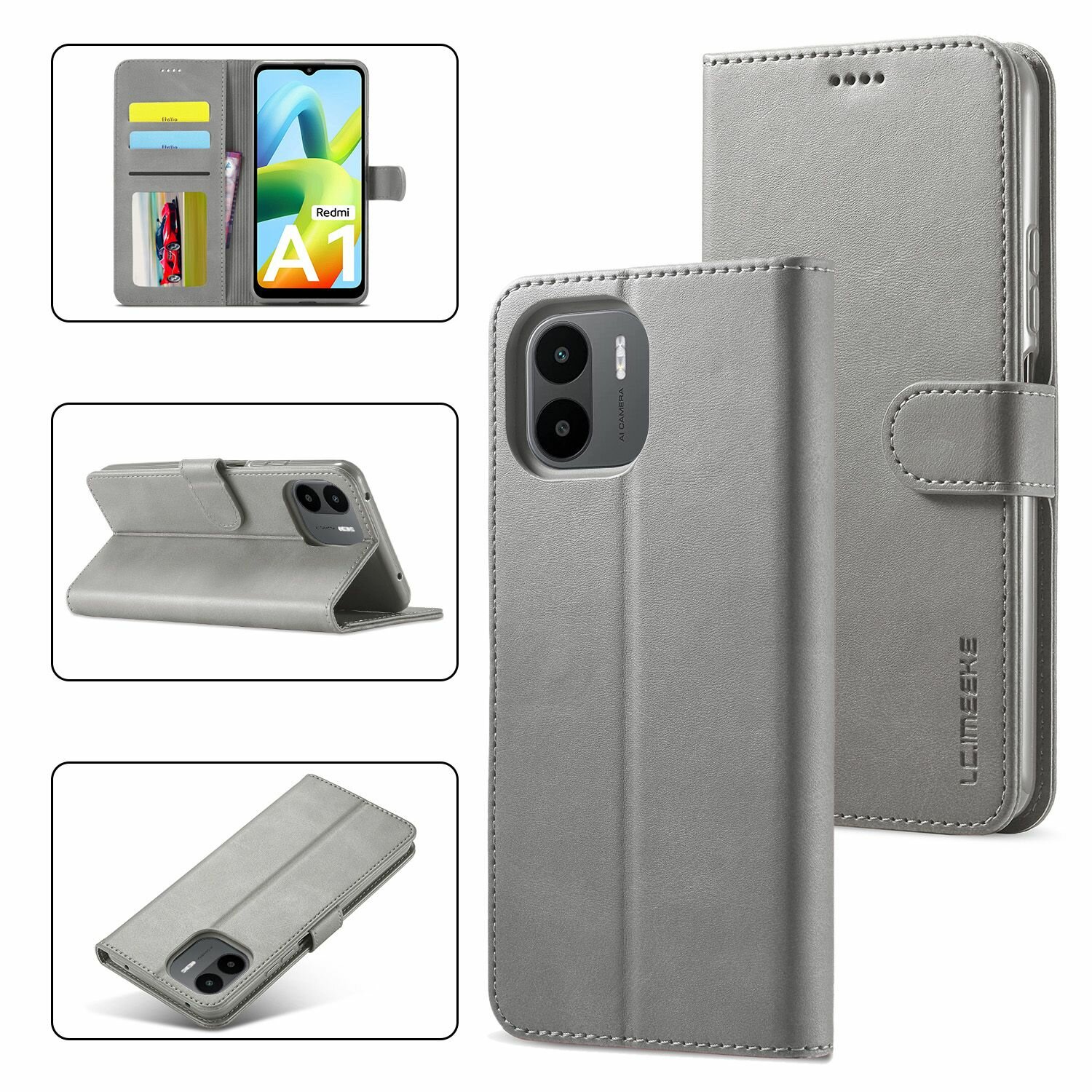 Картинки LCIMEEKE Кожаный книжка чехол для Xiaomi Redmi A1/A2 /Сяоми Ксиаоми Редми А1 / A2 с визитницей из экокожи