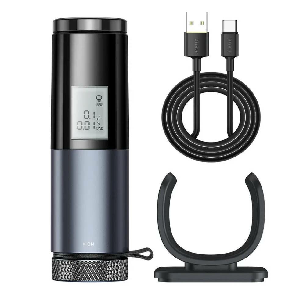 Изображение Алкотестер персональный Baseus Alcohol Tester CRCX-01, черный, точность 5%, 1 элемент питания