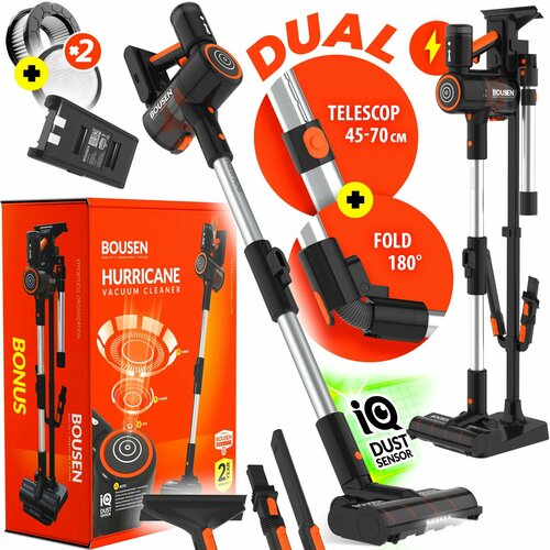 Пылесос беспроводной BOUSEN 16-in-1 с зарядной станцией - AUTO-режим с технологией IQ Dust Sensor - Циклонный и 2xHEPA MIF фильтры - Съемный аккумулятор 2500mAh LongLife Battery - 2xTurboSweep-щетки 5990000₽