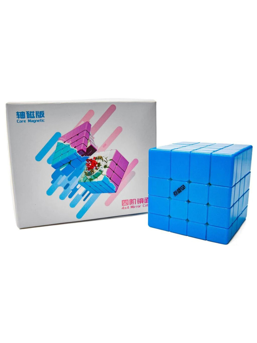 Кубик Рубика зеркальный DianSheng 4x4 Mirror M Ball-Core Blue, магнитный, голубой