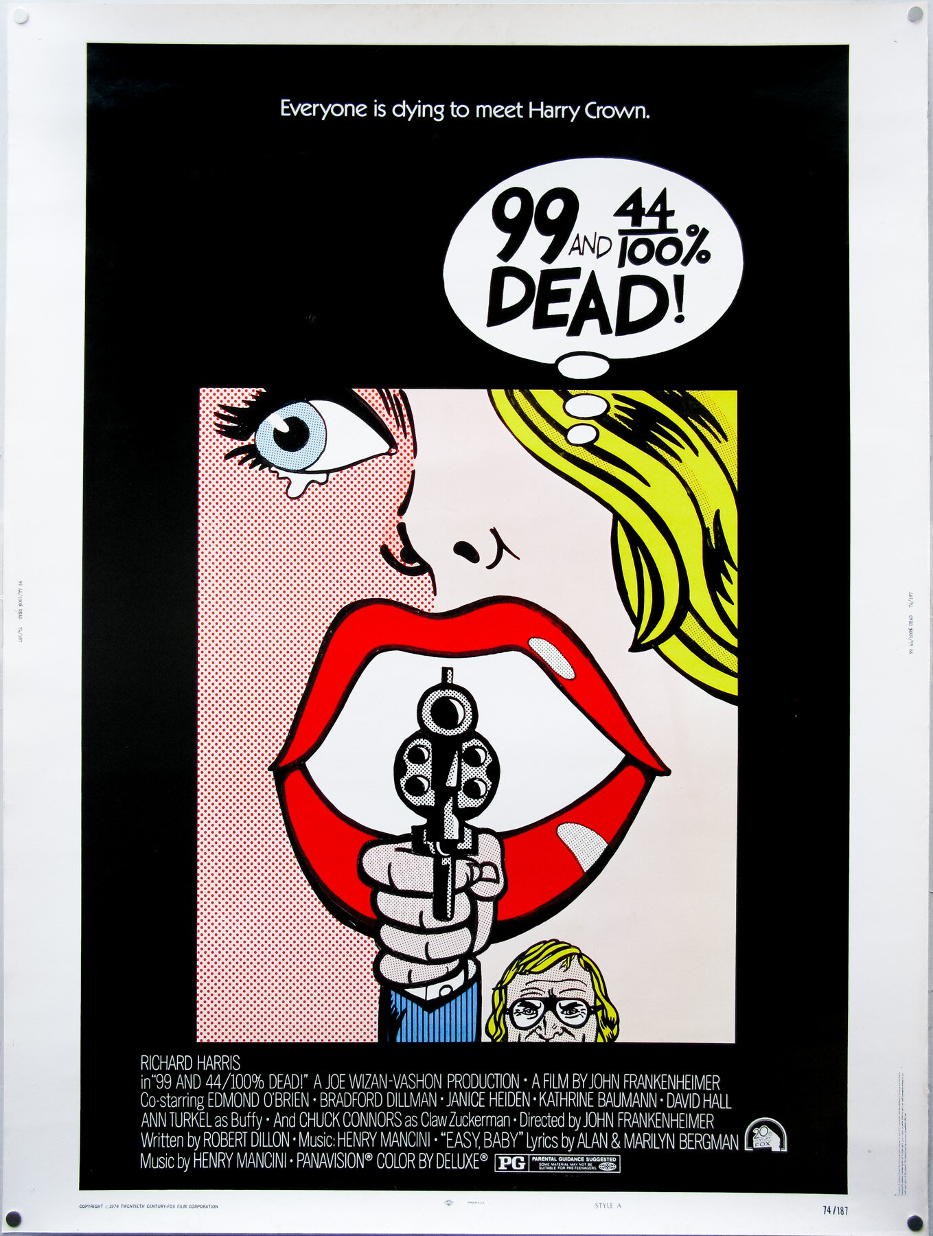 Плакат постер 99 and 44/100% Dead (1974) (Мёртв на 9944%) на бумаге размер 21х30см