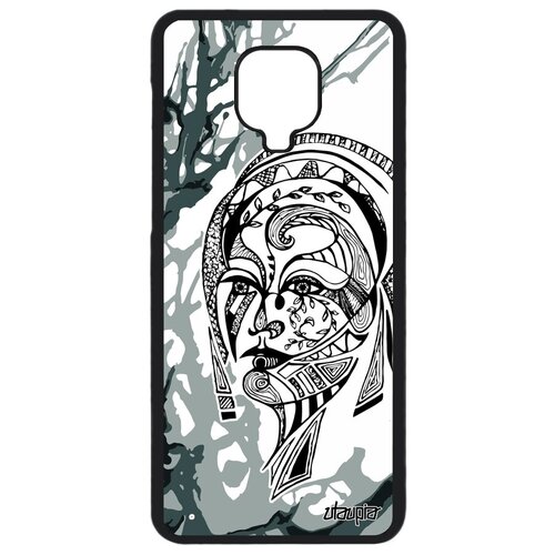 фото Ударопрочный чехол на телефон // xiaomi redmi note 9s // "портрет женщины" дизайн цветок, utaupia, серый