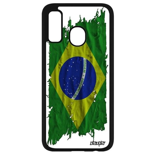 фото Противоударный чехол на мобильный // galaxy a40 // "флаг бразилии на ткани" стиль страна, utaupia, белый