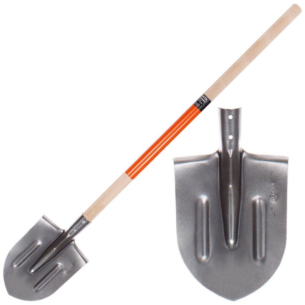 Лопата штыковая рельсовая сталь 1.8 мм черенок деревянный СП