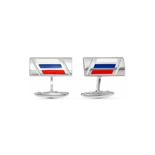 Запонки серебро с флагом России прямоугольные Б9308600-1