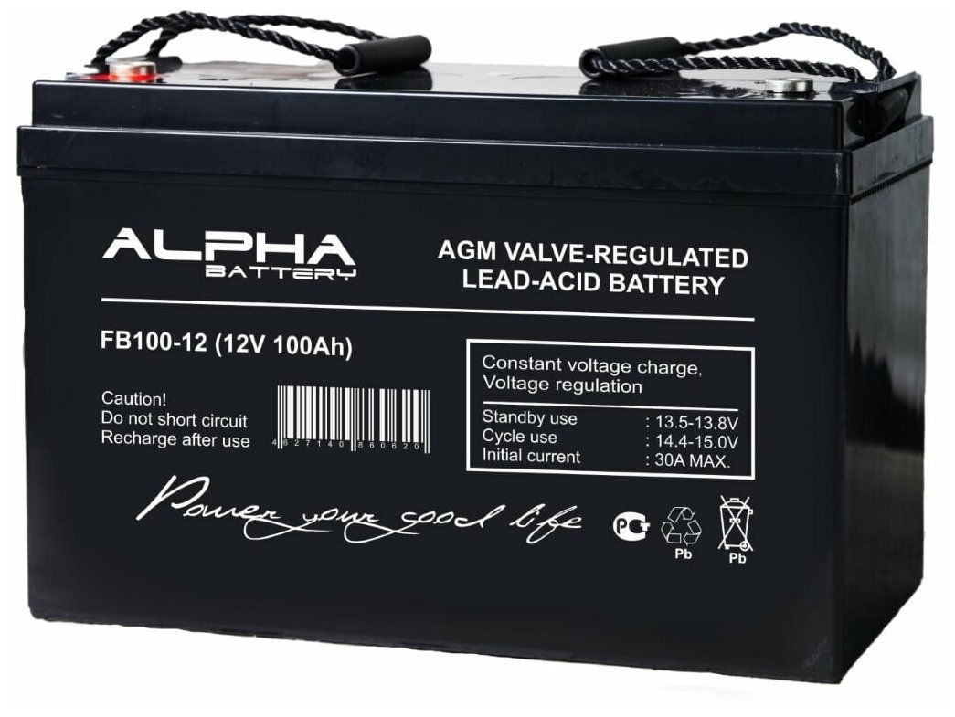 Свинцово-кислотный аккумулятор ALPHA BATTERY FB 100-12 (12 В, 100 Ач)