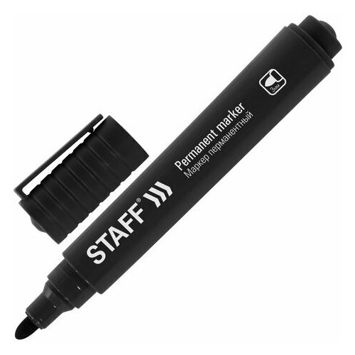 STAFF Маркер перманентный Basic budget PM-125, 3 шт, черный, 3 шт.