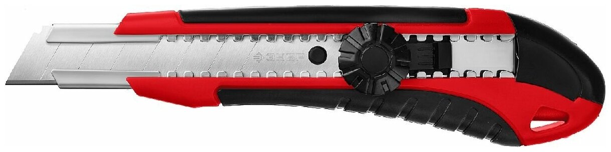 Нож ЗУБР "мастер" с сегментированным лезвием двухкомпонентный корпус механический фиксатор сталь У8А 18мм