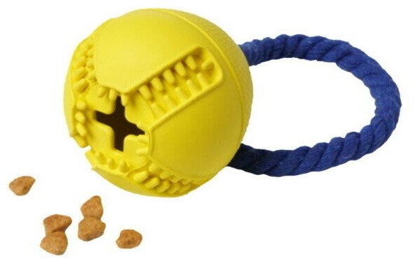 HOMEPET SILVER SERIES Ф 7,6 см х 8,2 см игрушка для собак мяч с канатом с отверстием для лакомств же, шт