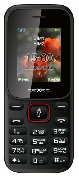 Мобильный телефон Texet TM-128, черный/красный