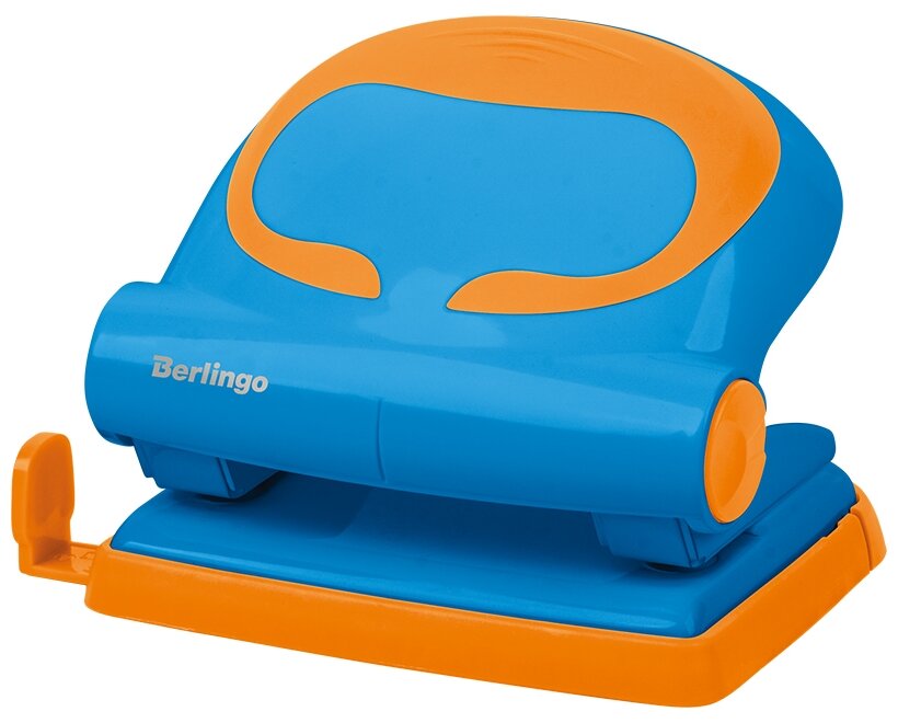 Дырокол Berlingo "Fuze" 20л., пластиковый, голубой, с линейкой, 311006