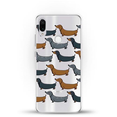 фото Силиконовый чехол узор из такс на xiaomi redmi note 7 pro andy & paul