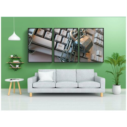 фото Набор модулных постеров для интерьера "политика конфиденциальности, клавиатура, безопасность" 60x90 см. в тубусе, без рамки lotsprints