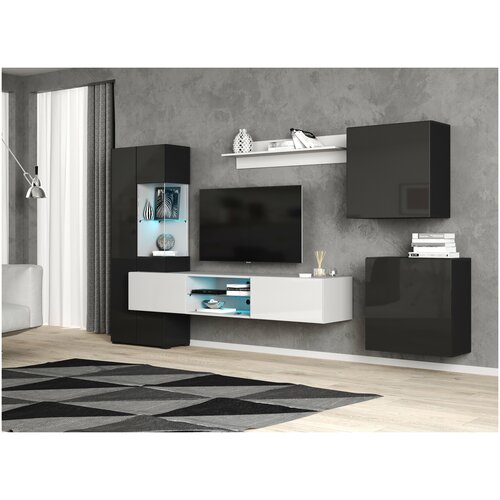 POINT гостиная ТИП-70 Белый/Чёрный глянец