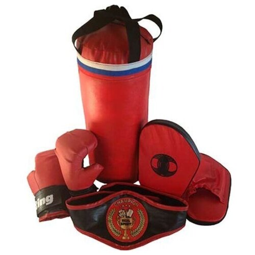 Боксерский набор Realsport чемпион (мешок 40см, перчатки, лапы, пояс чемпиона)