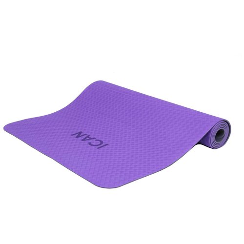 фото Коврик для йоги ican ifm-301 tpe 173x61x0,5 см, фиолетовый/серый