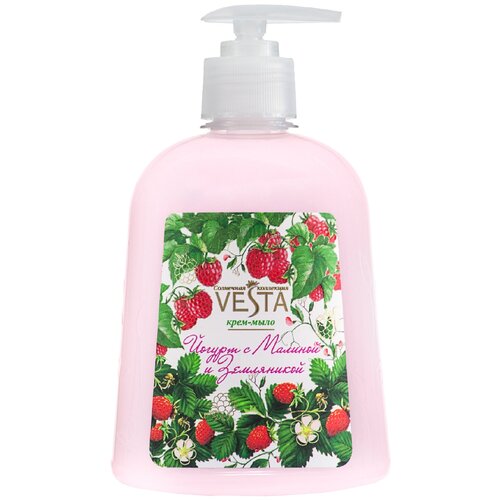 Vesta мыло-крем жидкое Йогурт с малиной и земляникой 450 мл йогурт питьевой рузский с малиной 2 2% 250 г