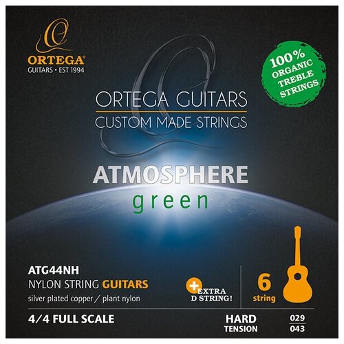 ATG44NH Atmosphere Green Комплект струн для классической гитары, сильное натяжение, Ortega