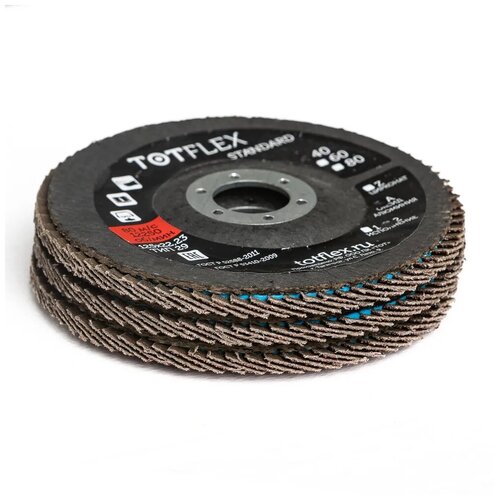 Круг лепестковый торцевой TOTFLEX STANDARD тип 2 125x22 A P60, 3шт.