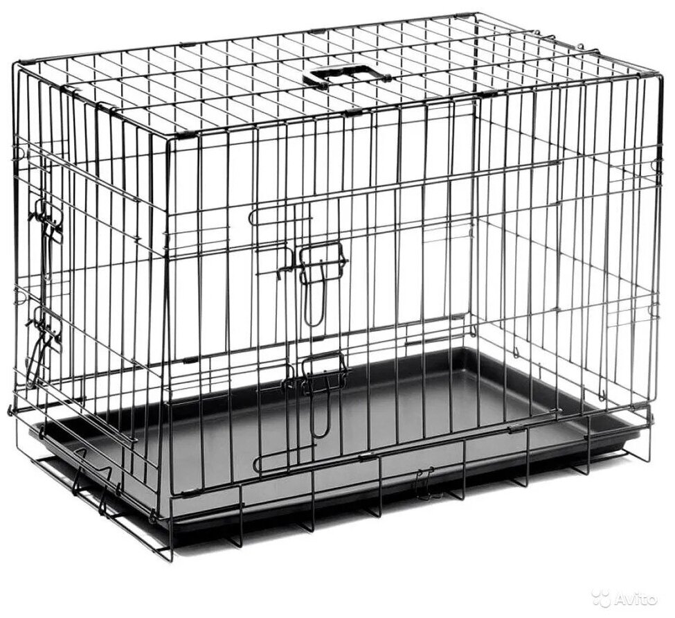 Клетка для собак металлическая ТоТо № 5 черная, с 2-мя дверьми, поддоном (108.5х70.5х77.5см) - фотография № 1
