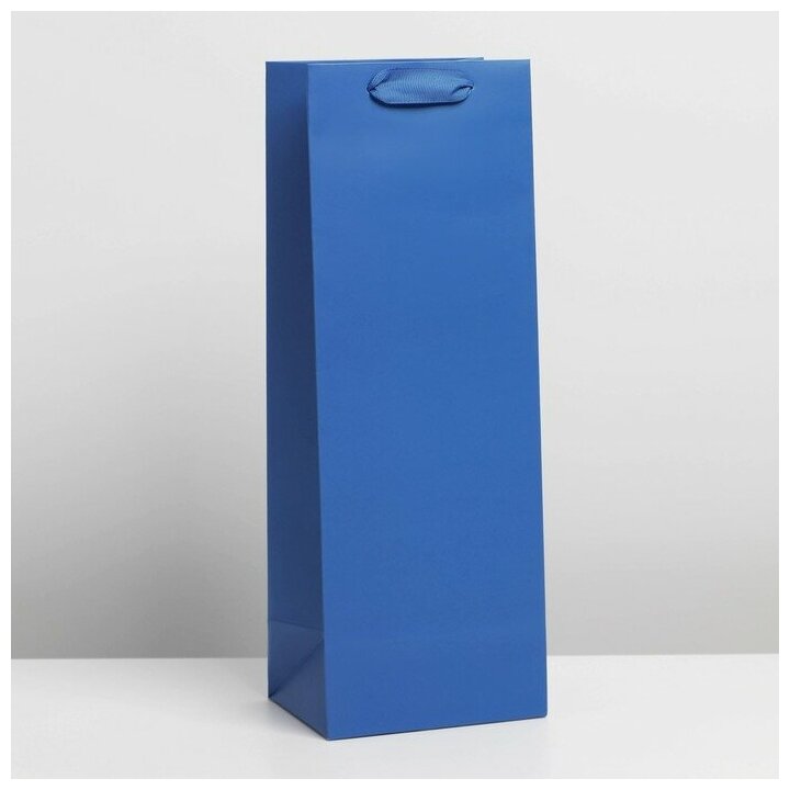 Дарите Счастье Пакет подарочный под бутылку, упаковка, «Синий», 13 x 36 x 10 см
