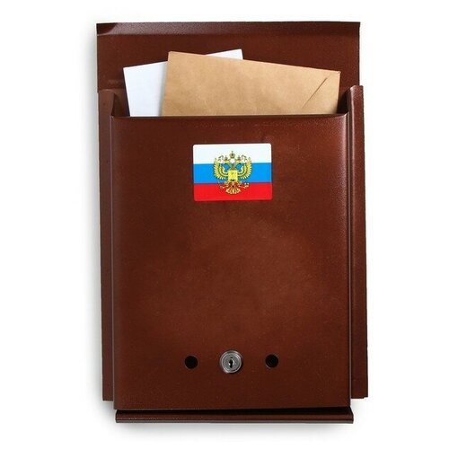 Ящик почтовый с замком, вертикальный, "Почта", коричневый./В упаковке шт: 1