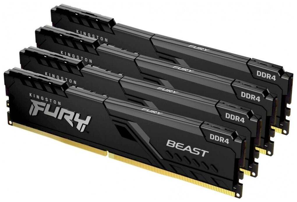 Оперативная память Kingston FURY Beast 64 ГБ (16 ГБ x 4 шт.) DDR4 2666 МГц DIMM CL16 KF426C16BB1K4/64