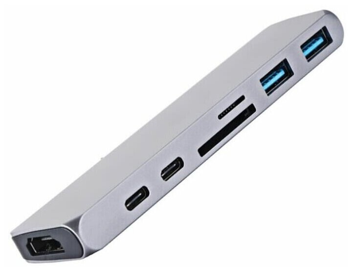 USB-концентратор (адаптер, переходник) Aluminum Type-C 7 в 1 (Silver) для MacBook