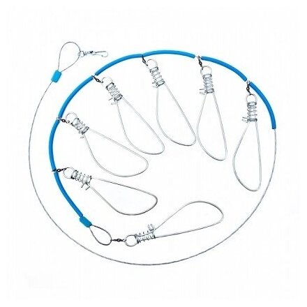 Кукан метал.(трос) 7-ми карабиновый длинна 15 м