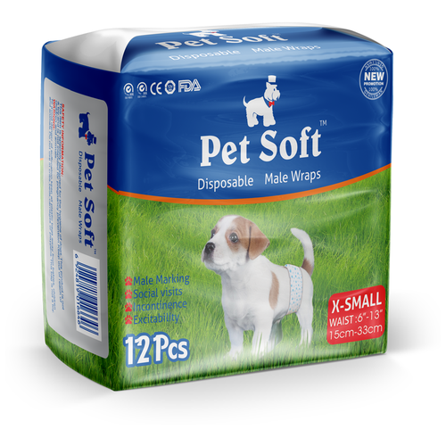 Одноразовые впитывающие пояса для кобелей Pet Soft male diapers размер XS 12 штук