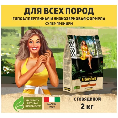 BROOKSFIELD (Бруксфилд) Low Grain Adult Cat Beef Сухой корм для взрослых кошек 400 г, Говядина