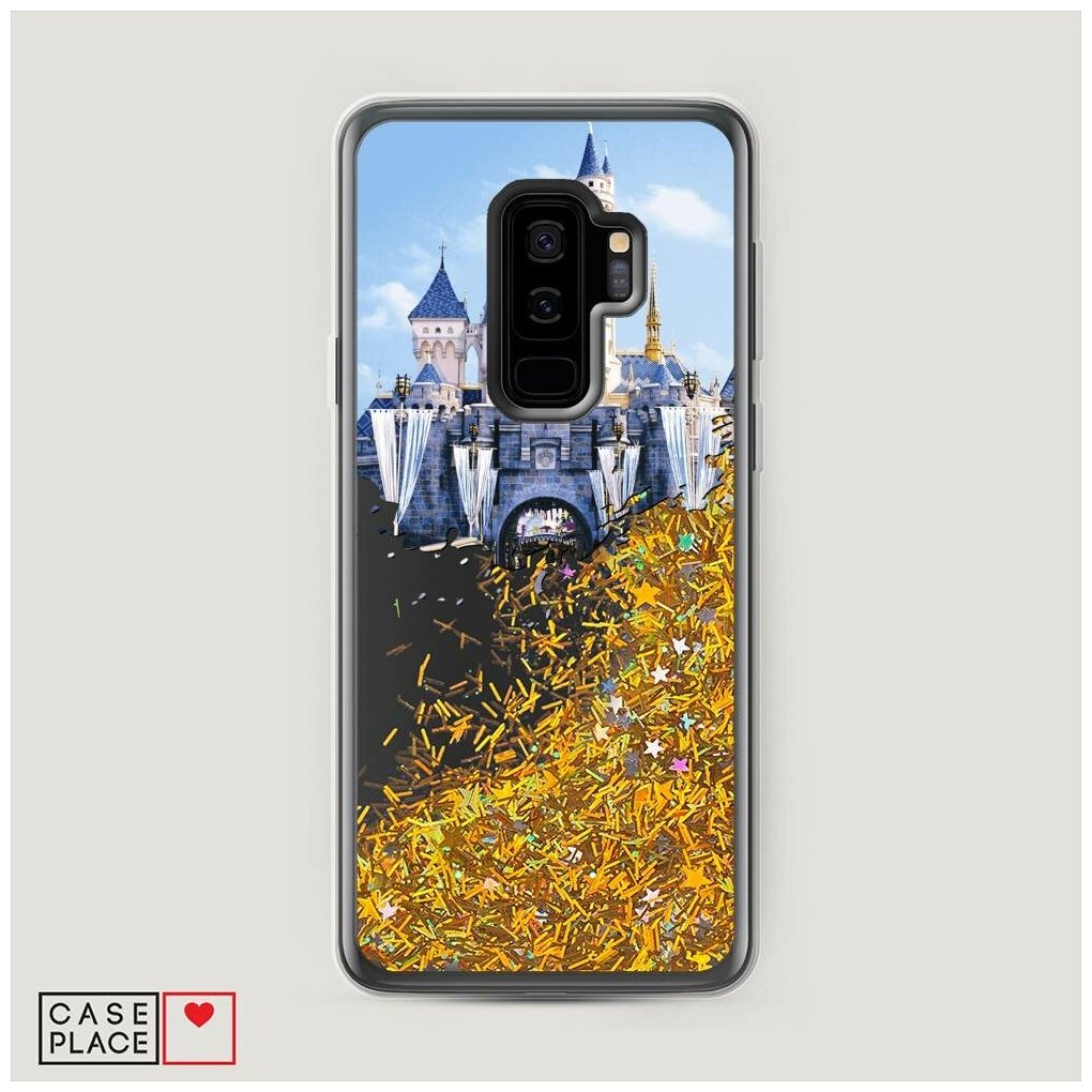 Жидкий чехол с блестками "Диснейленд" на Samsung Galaxy S9 + / Самсунг Галакси С9 Плюс