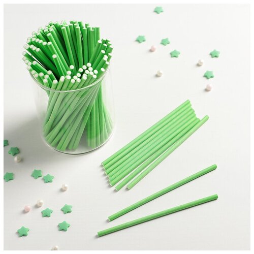 Палочки для кейкпопсов, 10х0,3 см, в наборе 100 шт, цвет зелёный