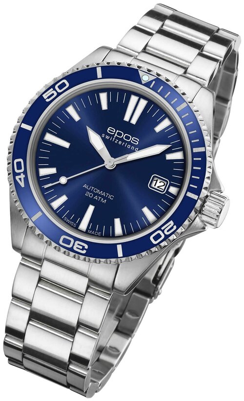 Наручные часы Epos Diver, серебряный, синий