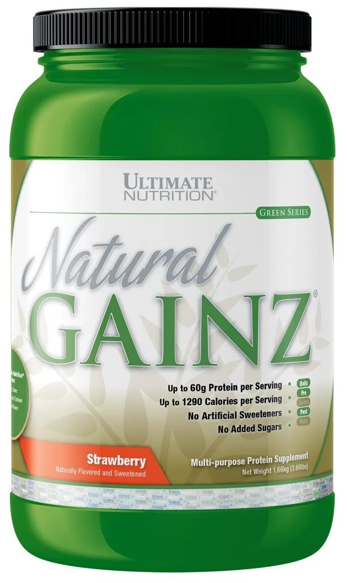 Гейнер Ultimate Nutrition Natural Gainz 1660 гр, Клубника