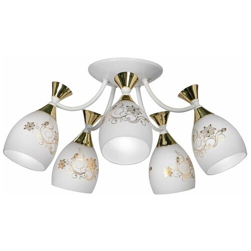 Люстра потолочная со стеклянными плафонами, стиль Классика 5xE14 60Вт